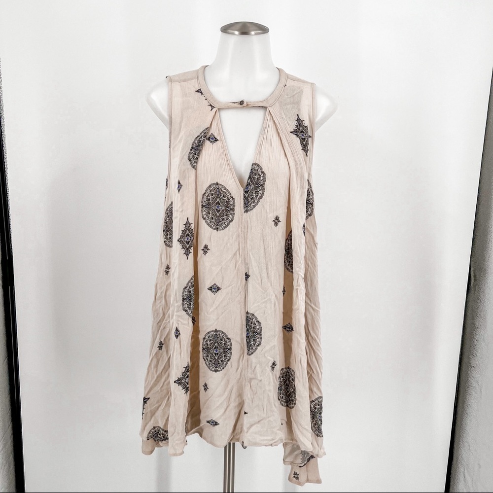 Free People Snap Out Of It Tree Swing Mini Dress Seam Slash Pockets Flowing